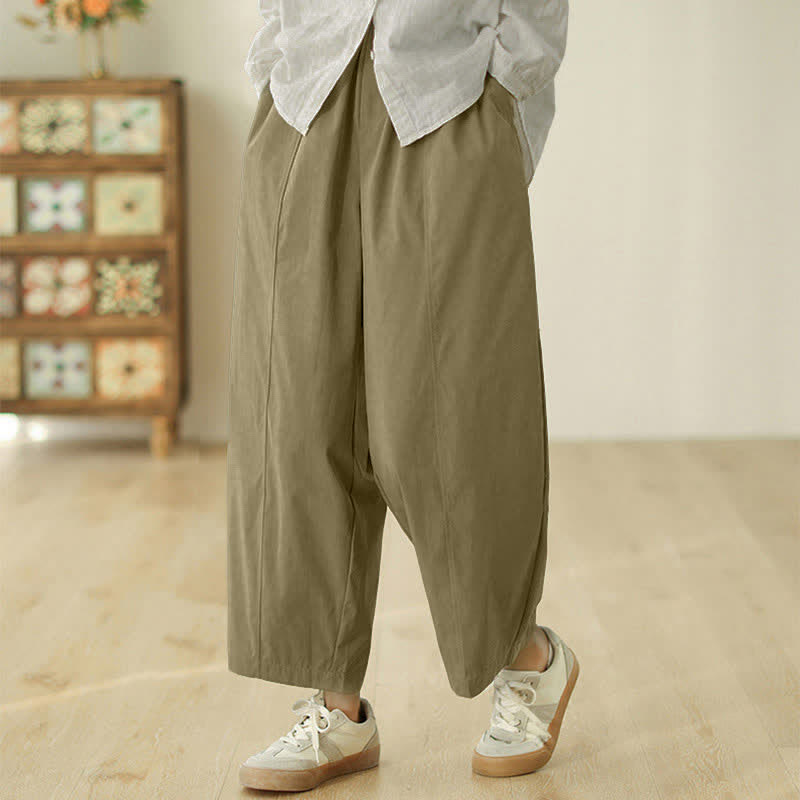 Buddha Stones Simple Lines Design Ankle-Length Women's Harem Pants With Pockets - image 11