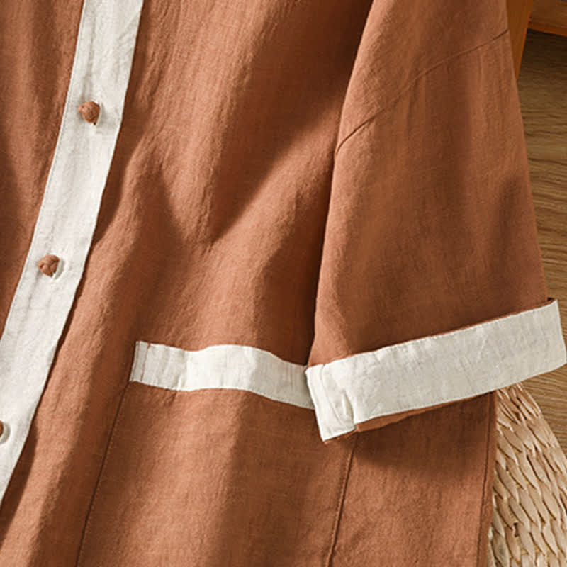 Buddha Stones Summer Casual Patch Pocket Button-Up Solid Women's Short Sleeve Shirts With Pocket - image 14
