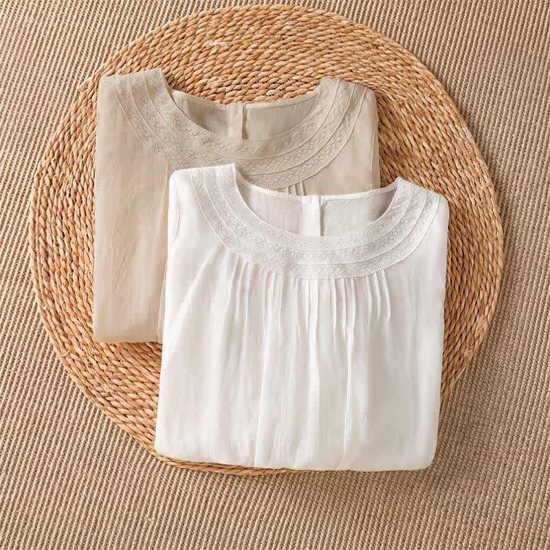 Buddha Stones Spring Summer Casual Elegant Embroidery Solid Women's Long Sleeve T-Shirt - image 13