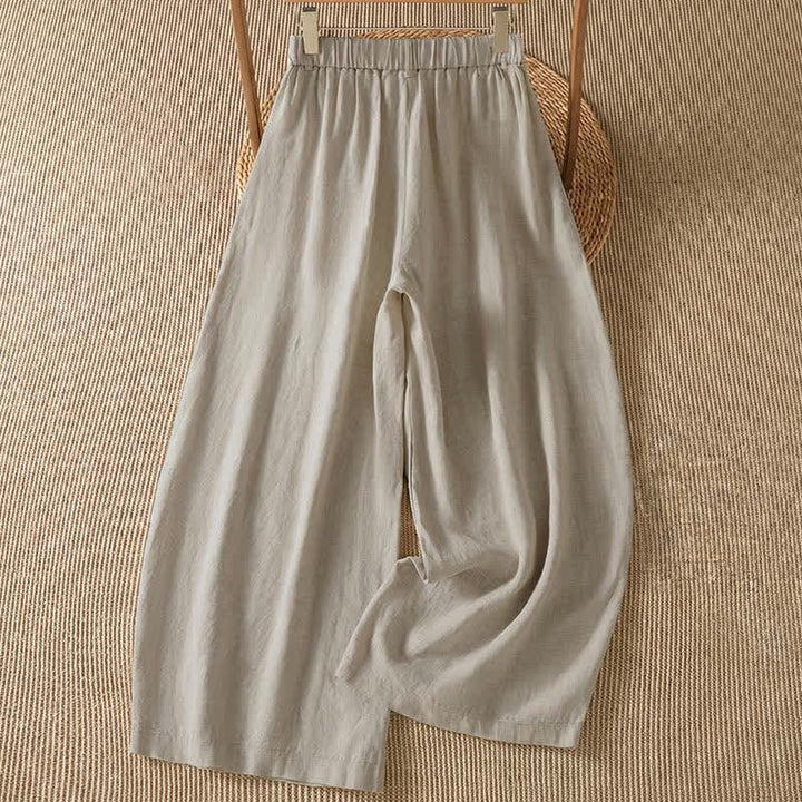 Buddha Stones Spring Summer Casual Solid Zipper Design Ankle Pants Women's Wide Leg Pants With Pocket - image 1