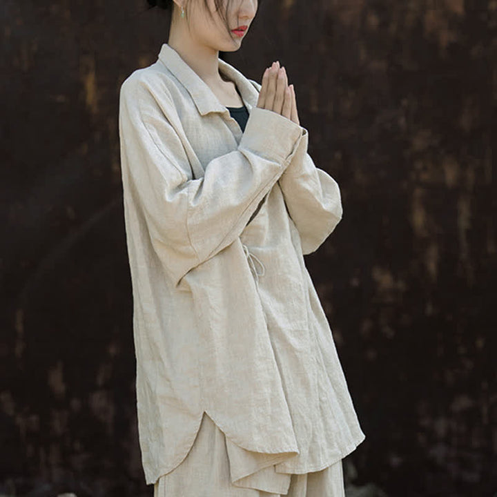 Buddha Stones Meditate Ramie Cotton Clothing - Linen - US4-12，UK/AU8-16，EU36-44 (F) - image 0