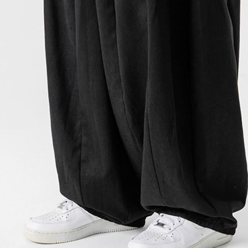Buddha Stones Fall Casual Simple Drawstring Solid Cotton Long Pants Men's Straight Leg Pants With Pockets - image 16