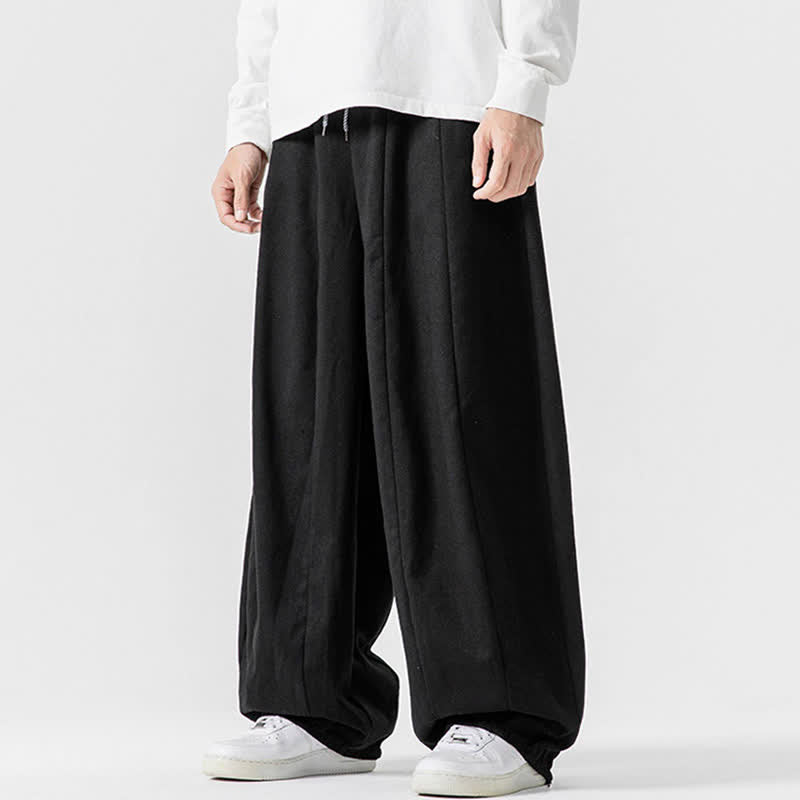 Buddha Stones Fall Casual Simple Drawstring Solid Cotton Long Pants Men's Straight Leg Pants With Pockets - image 13