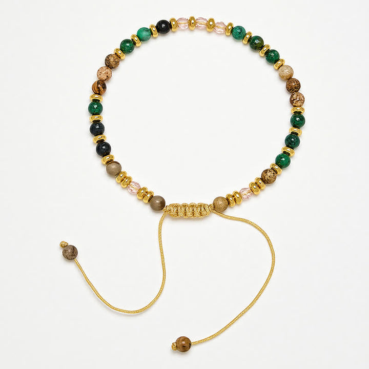 Buddha Stones 4mm African Turquoise Picture Jasper Pink Glass Bead Grounding Hand-Woven Bracelet - image 3
