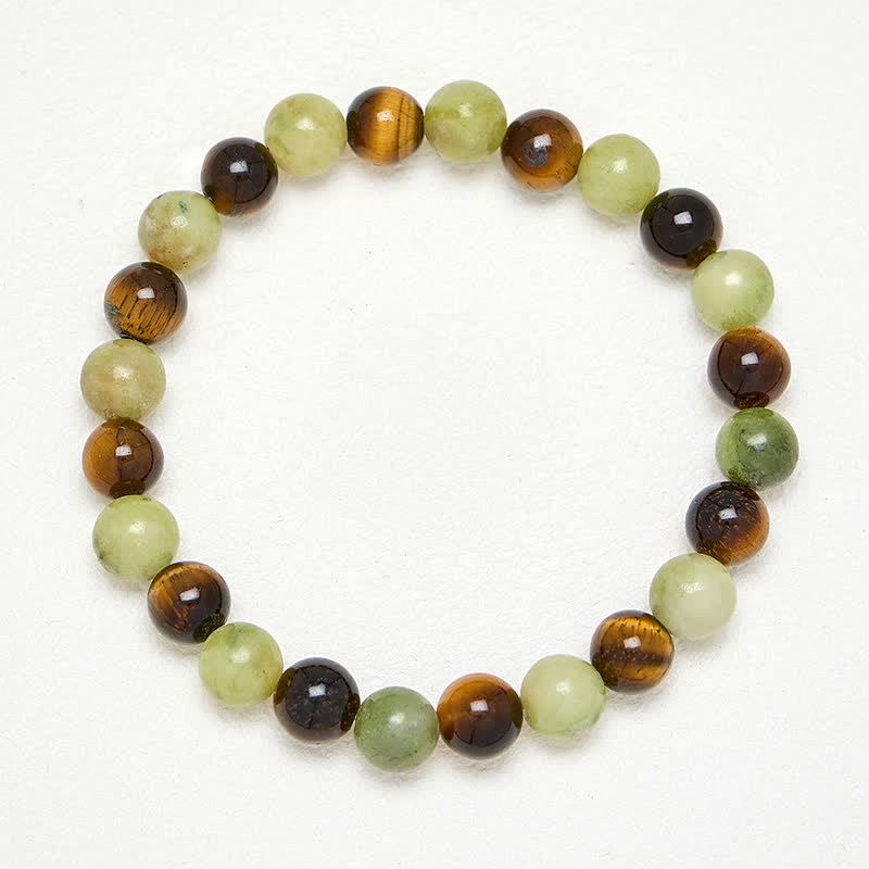 Buddha Stones Tiger Eye Jade Strength Round Beaded Bracelet - image 3