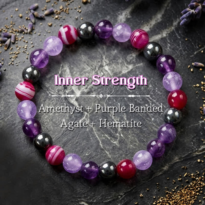Buddha Stones Natural Amethyst Purple Agate Hematite Meditation Bracelet - Amethyst(Meditation ♥ Balance) - image 0