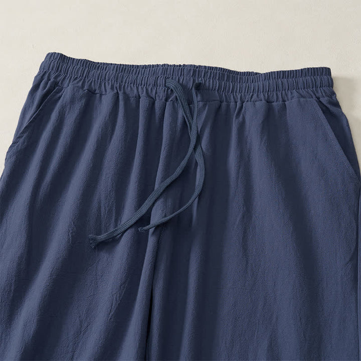 Buddha Stones Fall Casual Plain Drawstring Solid Long Pants Men's Straight Leg Pants With Pocket - image 11