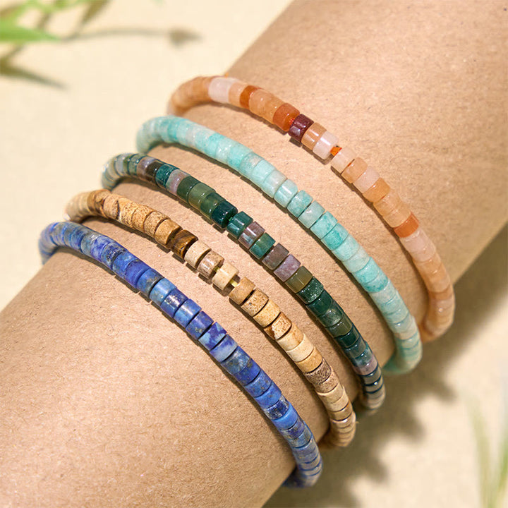 Buddha Stones Lapis Lazuli Truth Straight Cut Flat Bead Bracelet - image 0