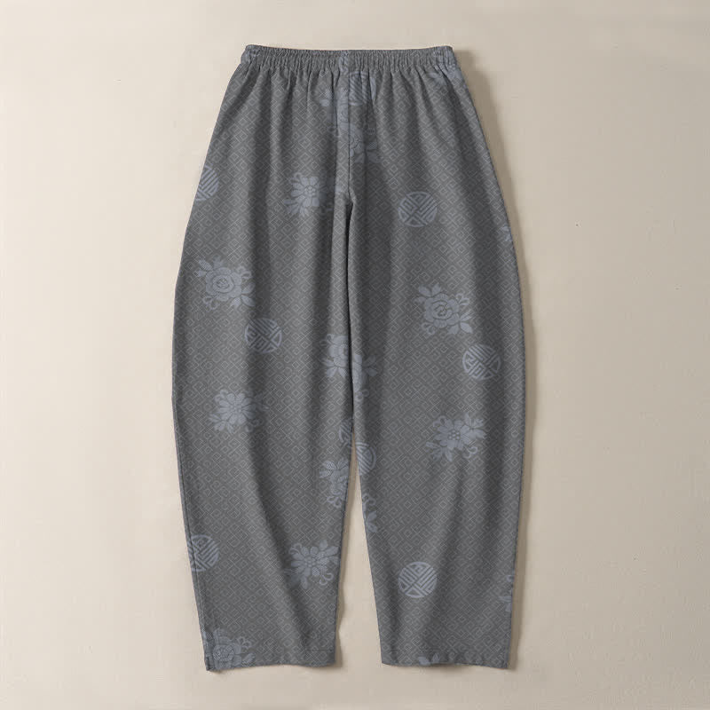 Buddha Stones Pure Cotton Floral Medallion Pattern Drawstring Men's Tapered Pants With Pockets - image 14