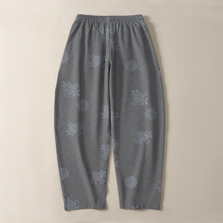 Buddha Stones Pure Cotton Floral Medallion Pattern Drawstring Men's Tapered Pants With Pockets - image 14
