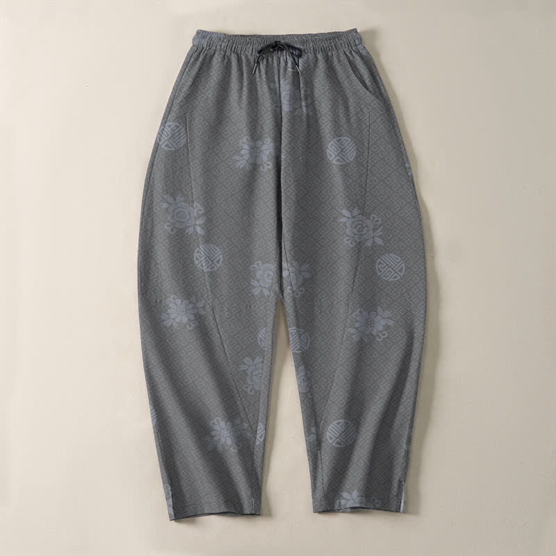 Buddha Stones Pure Cotton Floral Medallion Pattern Drawstring Men's Tapered Pants With Pockets - image 13