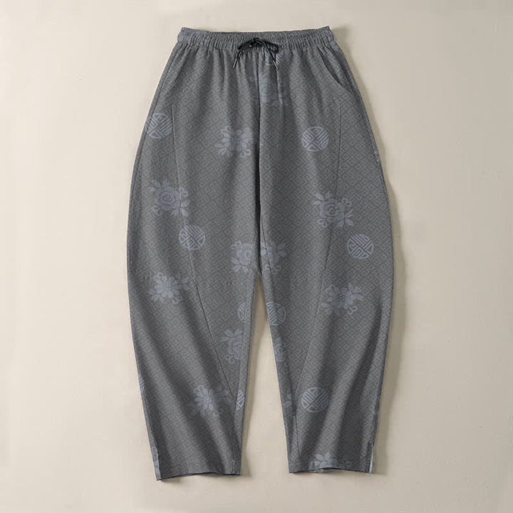 Buddha Stones Pure Cotton Floral Medallion Pattern Drawstring Men's Tapered Pants With Pockets - image 13