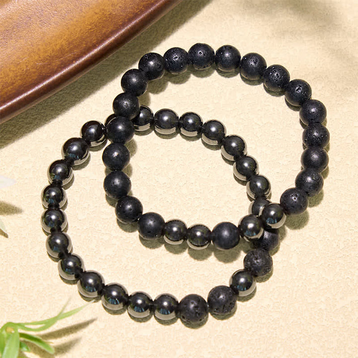Buddha Stones Hematite Lava Rock Grounding Minimalist Beaded Bracelet - image 3
