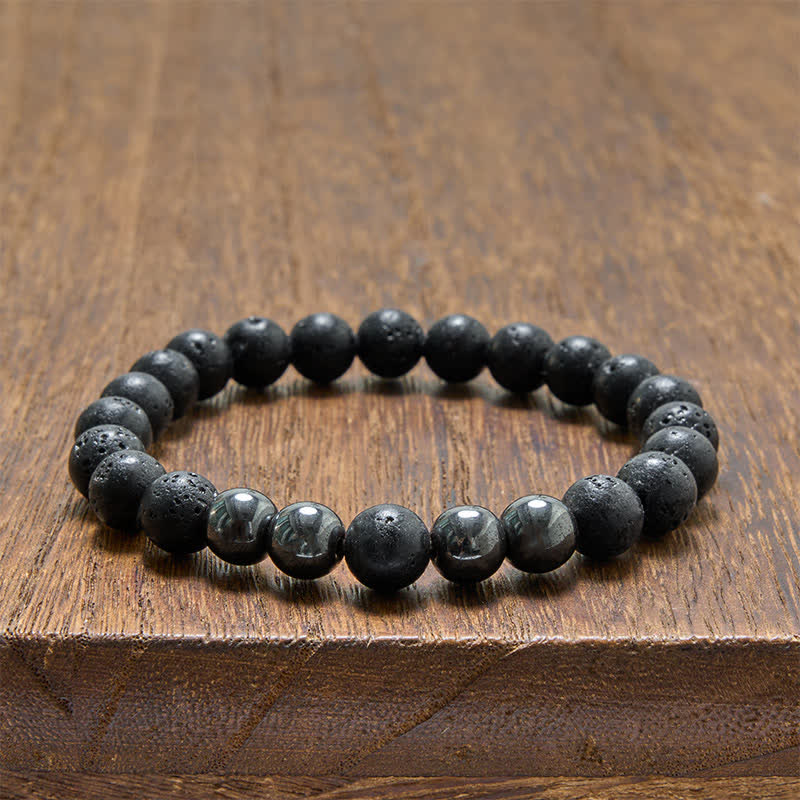 Buddha Stones Hematite Lava Rock Grounding Minimalist Beaded Bracelet - image 10