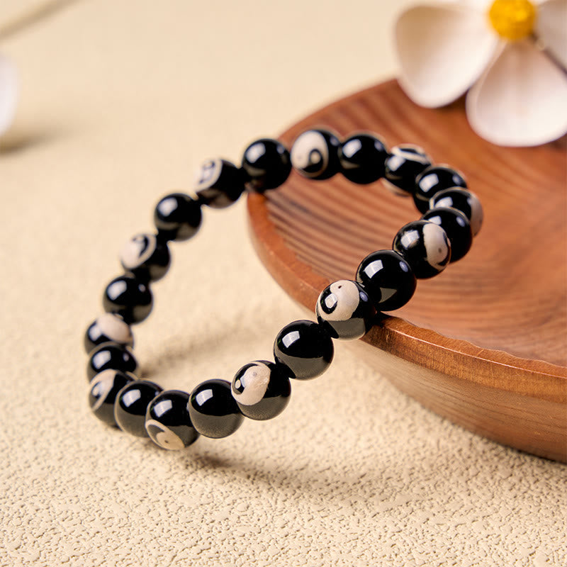 Buddha Stones Black Onyx Yin Yang Beads Balance Bracelet - image 1