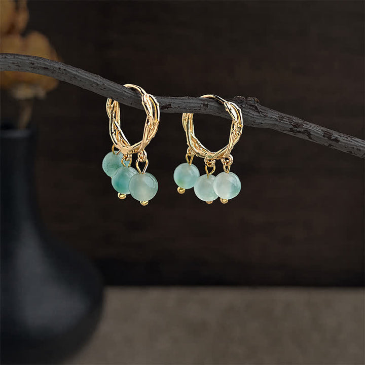 Buddha Stones Natural Moss Agate Copper Drop Soothing Earrings - image 2