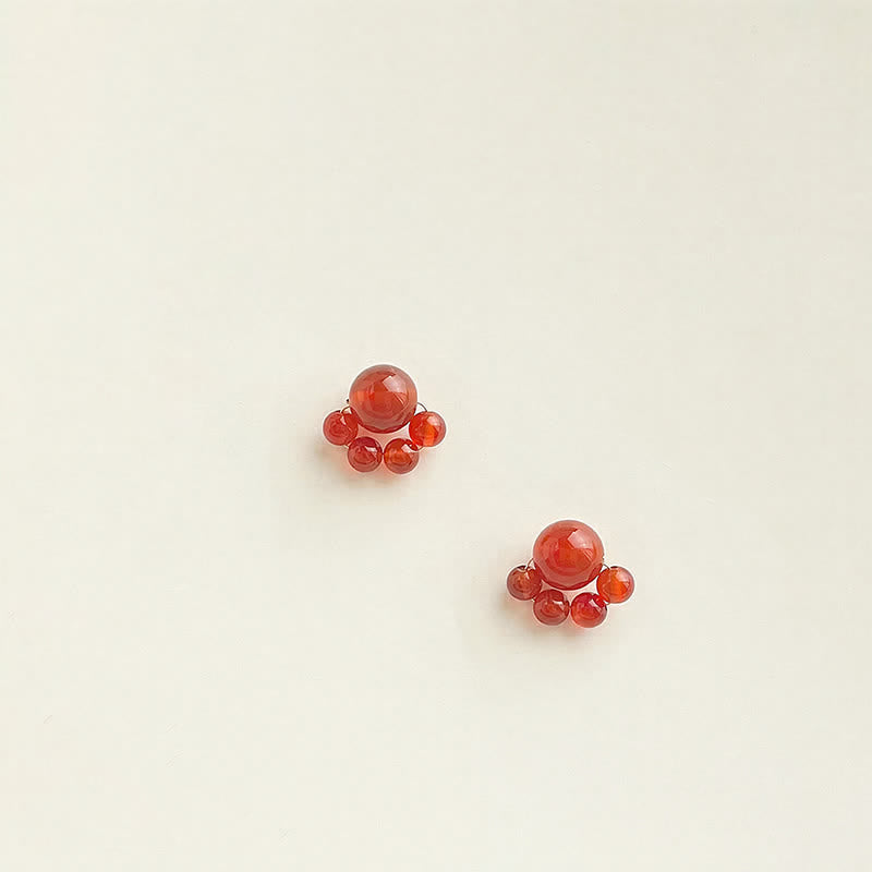 Buddha Stones Red Agate Handmade Cat Paw Design Confidence Earrings - image 1