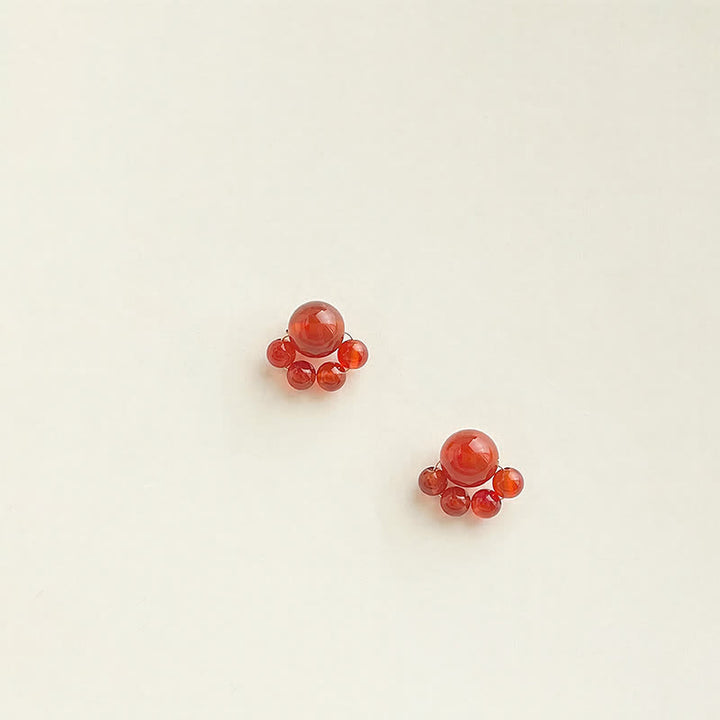Buddha Stones Red Agate Handmade Cat Paw Design Confidence Earrings - image 1