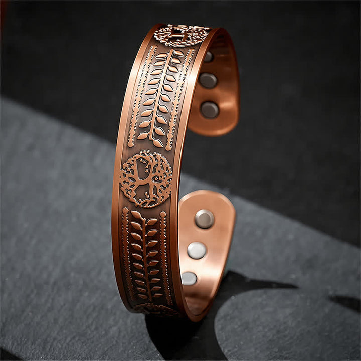 Buddha Stones Red Copper Tree of Life Unity Engraved Cuff Bracelet - image 3