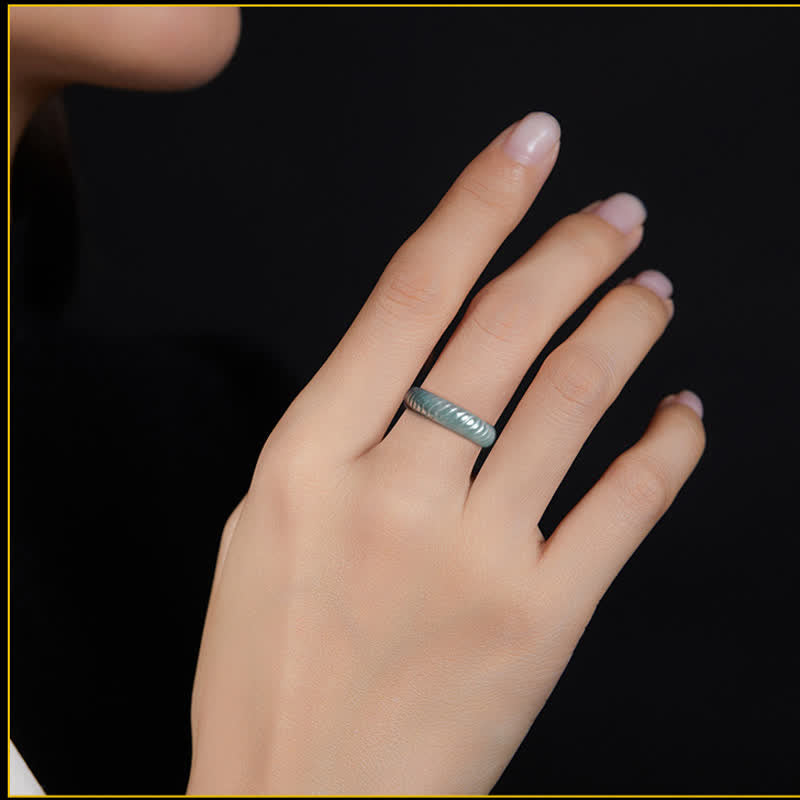 Buddha Stones Translucent Jade Dragon Scale Power Ring - image 9