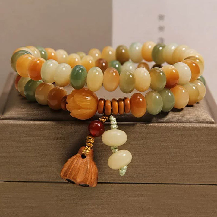 Buddha Stones White Bodhi Seed Lotus Purity Double Wrap Bracelet - Double Wrap(Wrist Circumference: 5.5–5.9 in (14–15 cm) - image 0