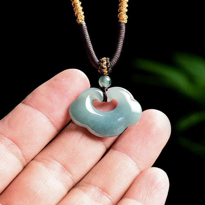 Buddha Stones Jade Ruyi Cloud Chinese Lock Charm Luck Pendant Necklace - image 7