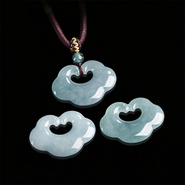 Buddha Stones Jade Ruyi Cloud Chinese Lock Charm Luck Pendant Necklace - image 4
