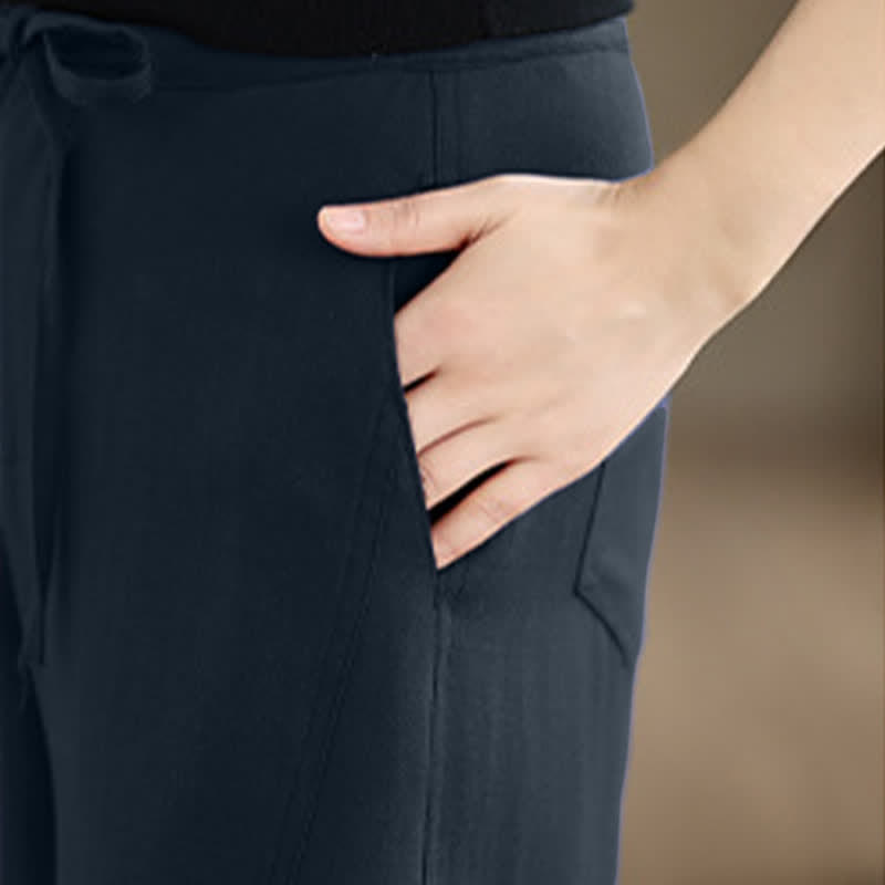 Buddha Stones Spring Summer Minimalist Casual Drawstring Zipper Design Solid Long Pants Women's Straight Leg Pants With Pockets - image 8