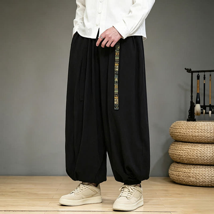 Buddha Stones Spring Summer Chinese-style Solid Ankle Pants Men's Harem Pants With Pocket - image 1
