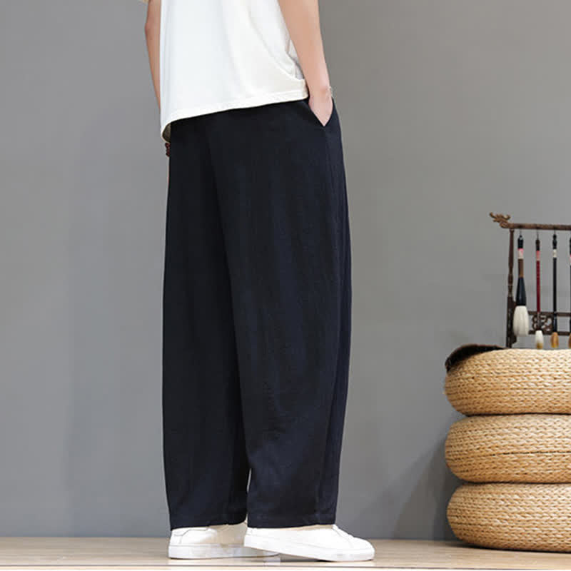 Buddha Stones Spring Summer Casual Minimalist Drawstring Solid Ankle Pants Men's Straight Leg Pants With Pocket - image 13