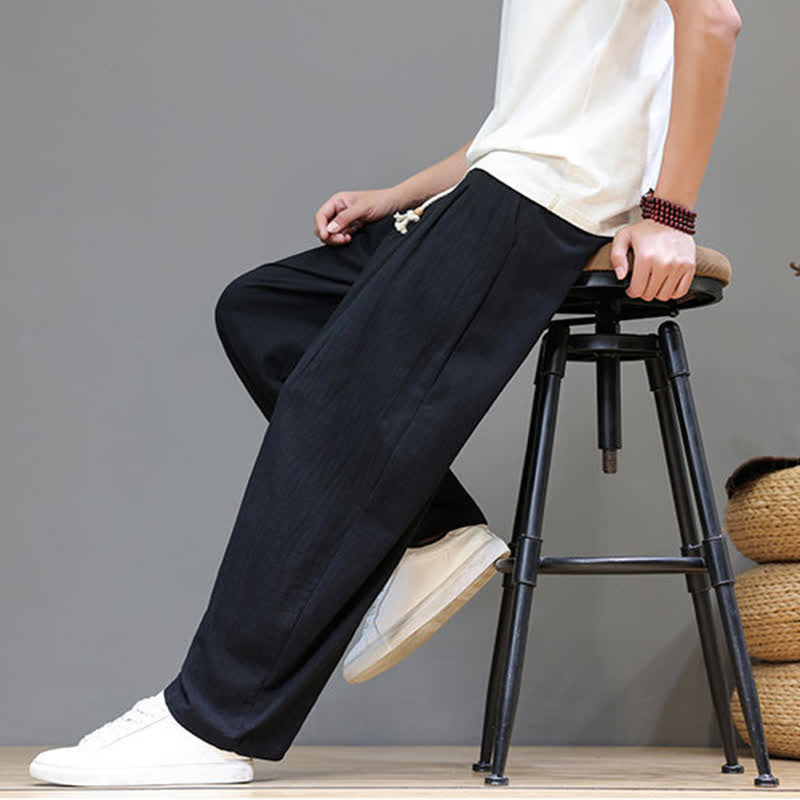 Buddha Stones Spring Summer Casual Minimalist Drawstring Solid Ankle Pants Men's Straight Leg Pants With Pocket - image 14