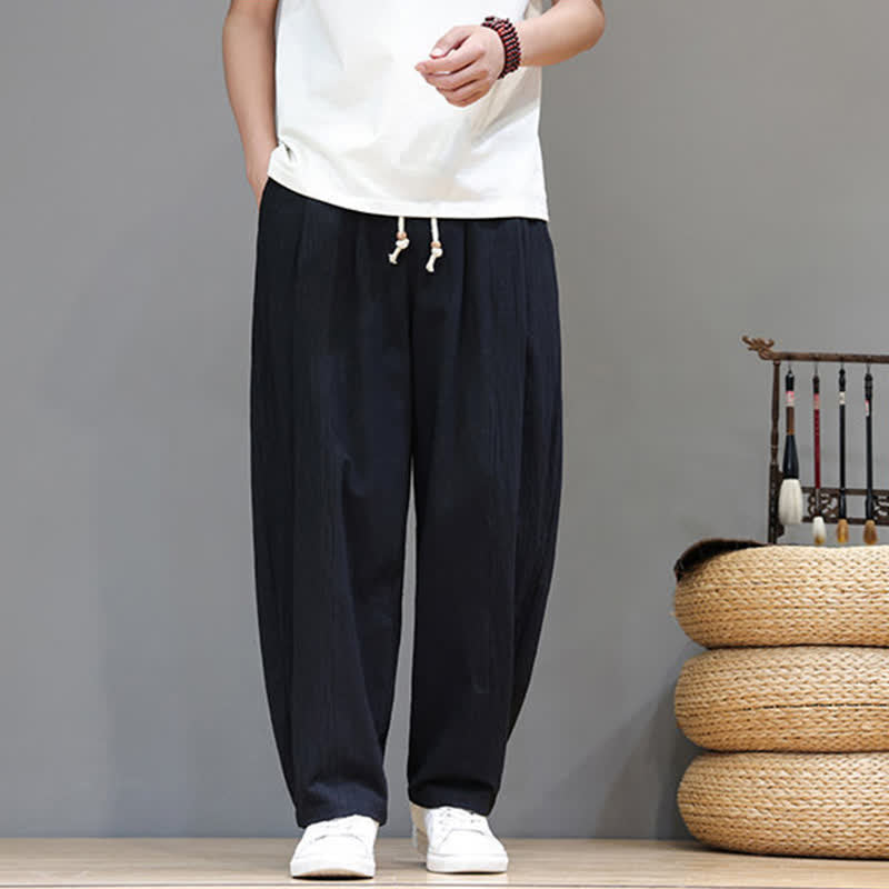Buddha Stones Spring Summer Casual Minimalist Drawstring Solid Ankle Pants Men's Straight Leg Pants With Pocket - image 10