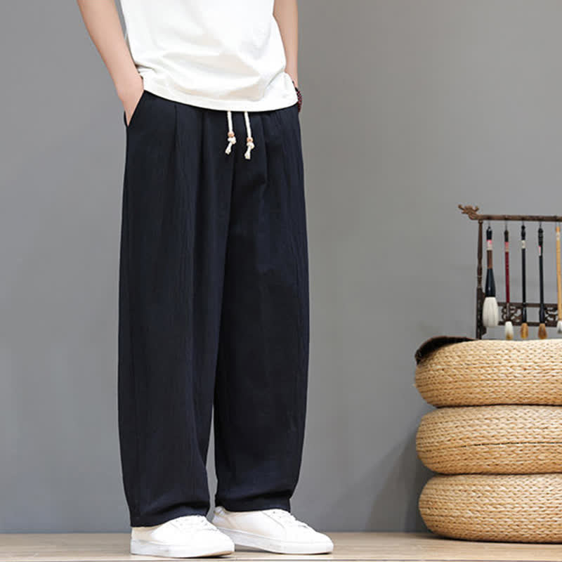 Buddha Stones Spring Summer Casual Minimalist Drawstring Solid Ankle Pants Men's Straight Leg Pants With Pocket - image 11