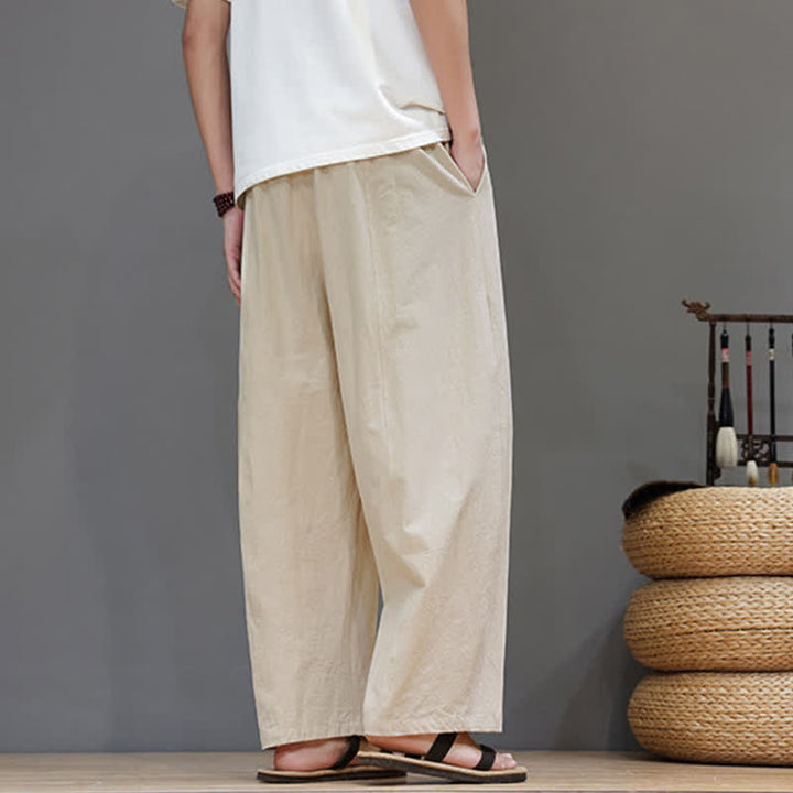 Buddha Stones Spring Summer Casual Minimalist Drawstring Solid Ankle Pants Men's Straight Leg Pants With Pocket - image 21