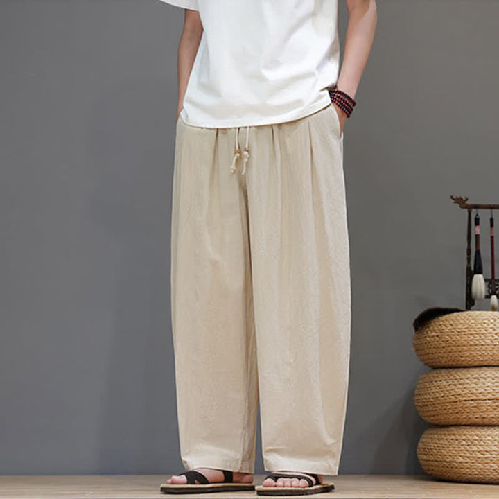 Buddha Stones Spring Summer Casual Minimalist Drawstring Solid Ankle Pants Men's Straight Leg Pants With Pocket - image 16
