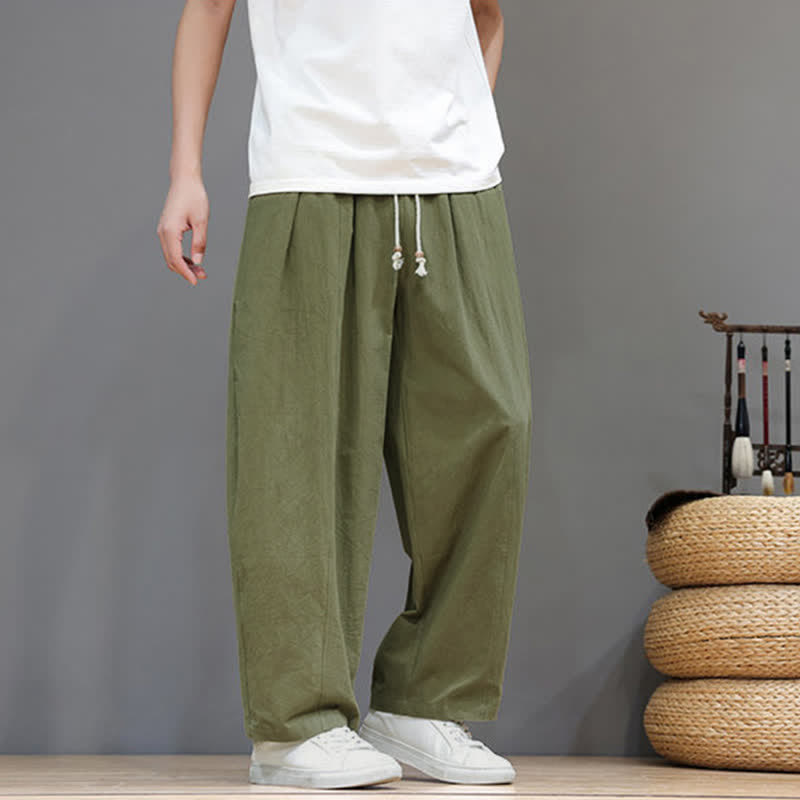 Buddha Stones Spring Summer Casual Minimalist Drawstring Solid Ankle Pants Men's Straight Leg Pants With Pocket - image 4