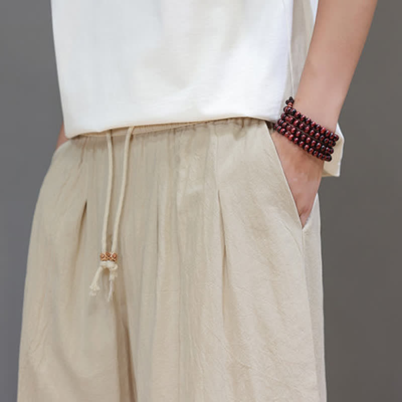 Buddha Stones Spring Summer Casual Minimalist Drawstring Solid Ankle Pants Men's Straight Leg Pants With Pocket - image 24