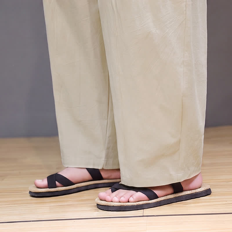 Buddha Stones Spring Summer Casual Minimalist Drawstring Solid Ankle Pants Men's Straight Leg Pants With Pocket - image 25