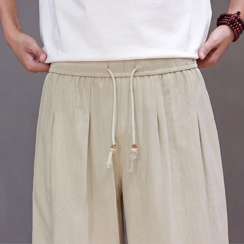 Buddha Stones Spring Summer Casual Minimalist Drawstring Solid Ankle Pants Men's Straight Leg Pants With Pocket - image 23