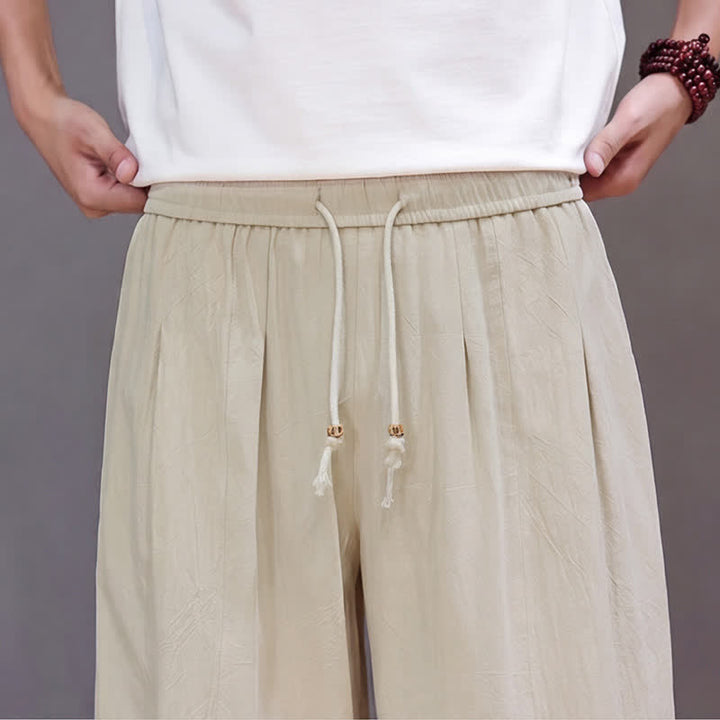 Buddha Stones Spring Summer Casual Minimalist Drawstring Solid Ankle Pants Men's Straight Leg Pants With Pocket - image 23