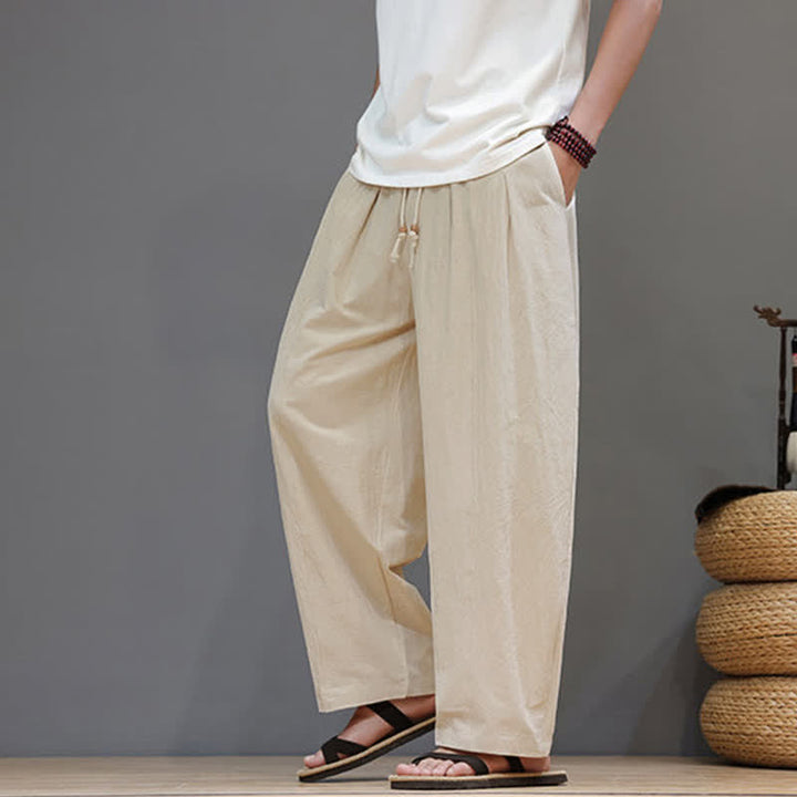 Buddha Stones Spring Summer Casual Minimalist Drawstring Solid Ankle Pants Men's Straight Leg Pants With Pocket - image 18