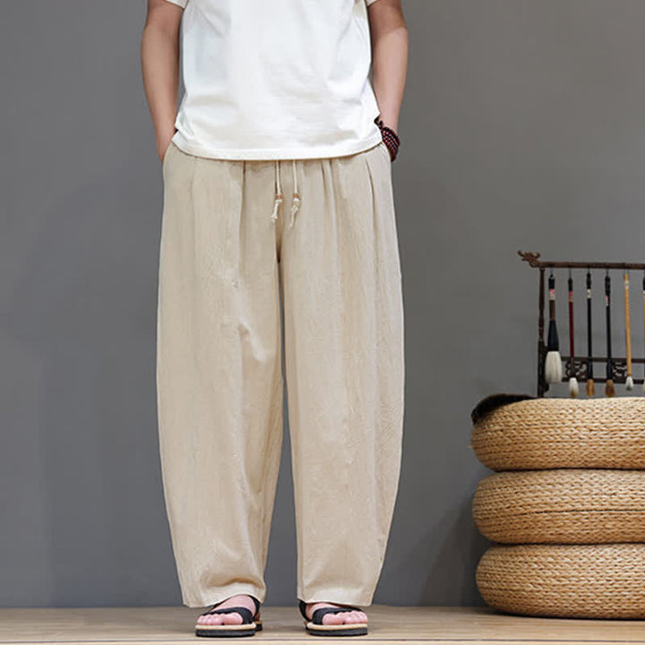 Buddha Stones Spring Summer Casual Minimalist Drawstring Solid Ankle Pants Men's Straight Leg Pants With Pocket - image 19