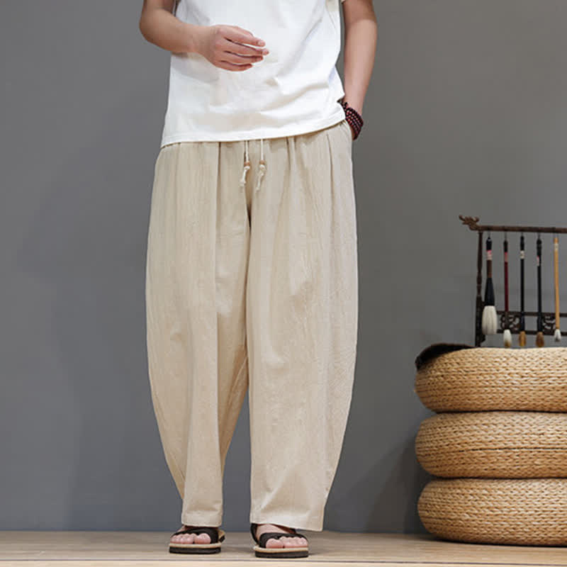 Buddha Stones Spring Summer Casual Minimalist Drawstring Solid Ankle Pants Men's Straight Leg Pants With Pocket - image 17