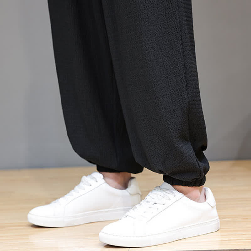 Buddha Stones Spring Fall Casual Boho Drawstring Solid Cropped Pants Men's Harem Pants With Pocket - image 26