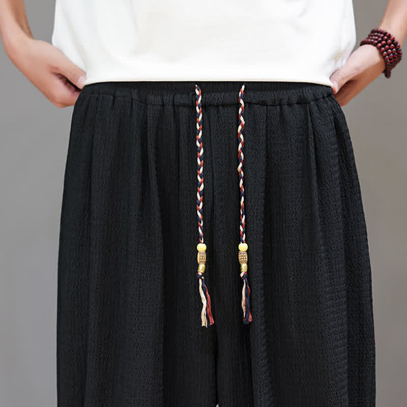 Buddha Stones Spring Fall Casual Boho Drawstring Solid Cropped Pants Men's Harem Pants With Pocket - image 24