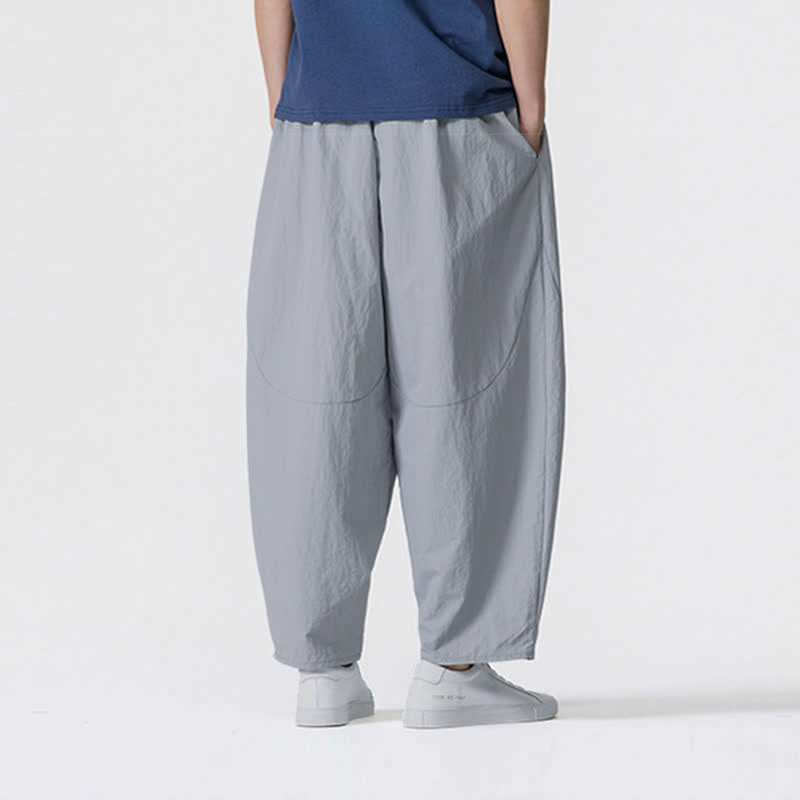 Buddha Stones Spring Summer Casual Minimalist Drawstring Solid Cropped Pants Men's Harem Pants With Pockets - image 19