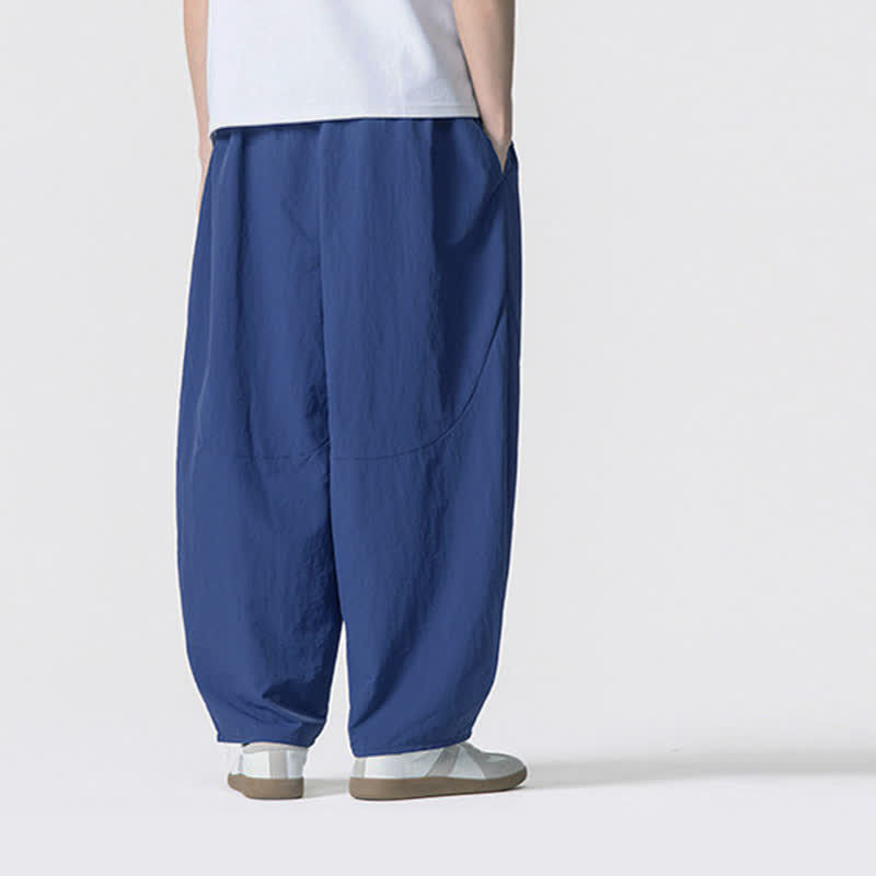 Buddha Stones Spring Summer Casual Minimalist Drawstring Solid Cropped Pants Men's Harem Pants With Pockets - image 27