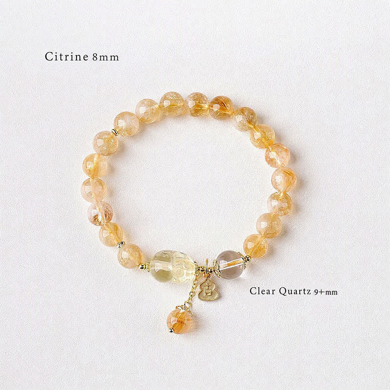 Buddha Stones Chinese Inspired Citrine Pi Xiu Luck And Abundance Gourd Pendant Bracelet - image 2