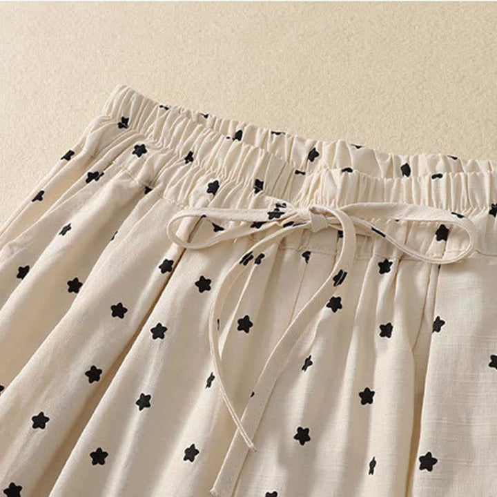 Buddha Stones Spring Summer Casual Boho Drawstring Striped Branch Star Capri Pants Women's Harem Pants With Pocket - image 7