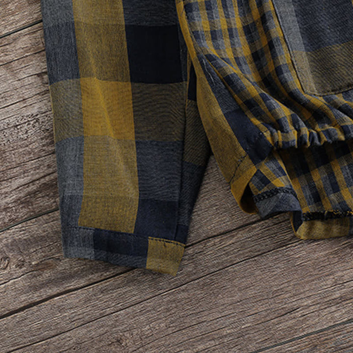 Buddha Stones Fall Casual Vintage Button-Up Drawstring Plaid Women's Hoodies With Pocket - image 7